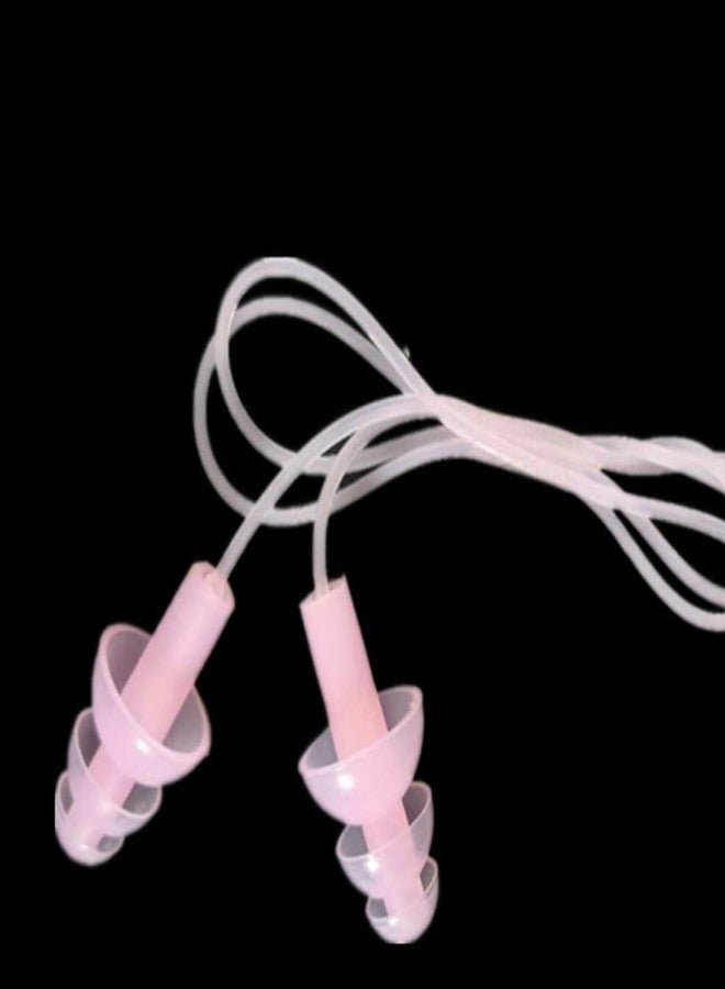 فلاي يو إس أيه FZBNSRKO 20 قطعة (10 أزواج) سدادات أذن سيليكون للسباحة، سدادات أذن ناعمة ذات حواف، سدادات أذن مزودة بخيط للسباحة، لون وردي - Image 5